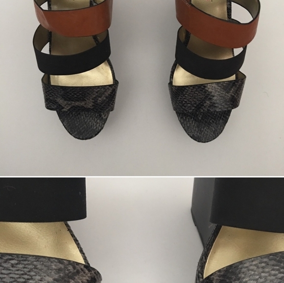 Tri-color snake print wedge sandals (Brand New) - Picture 5 of 12